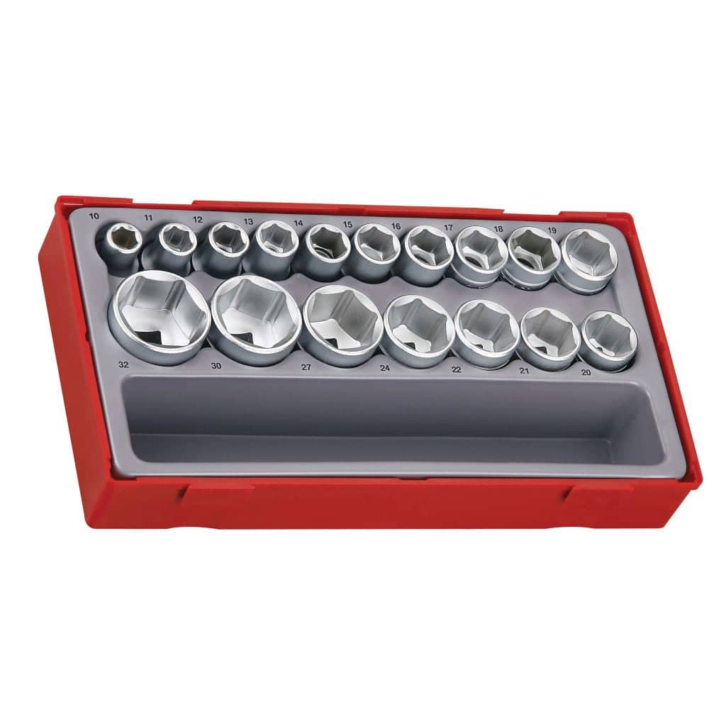 TengTools - 1/2inch Socket Set 6 pt TT1 17 Pieces - TT1217-6