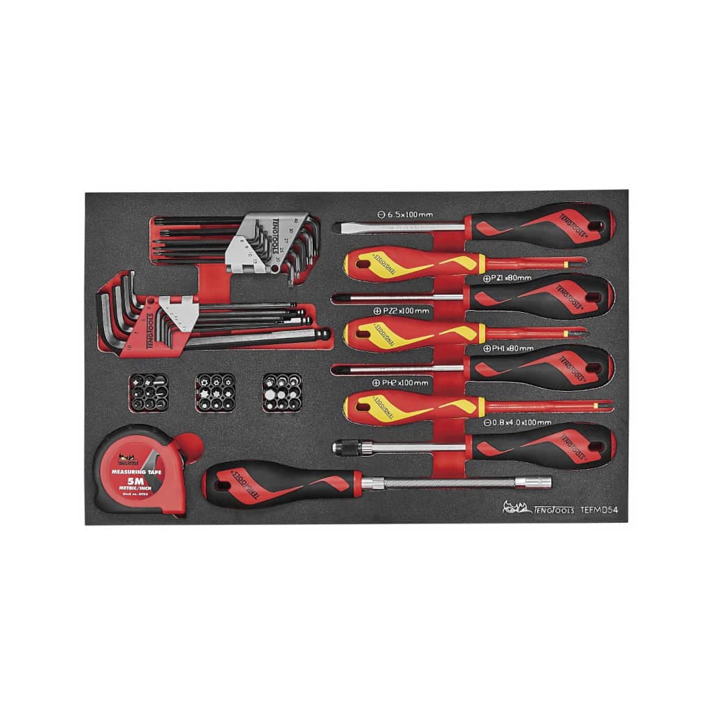 TengTools - Screwdriver & Hex/TX Key Set 1 FOAM3 54 Pieces - TEFMD54