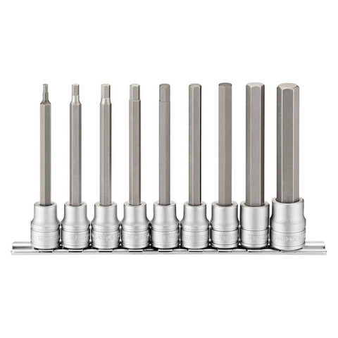 9PC 3/8inch Drive 100mm Long Hex Bit Sok Set