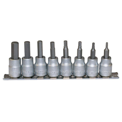 8PC 3/8inch Drive AF Hex Bit Clip Rail Stel