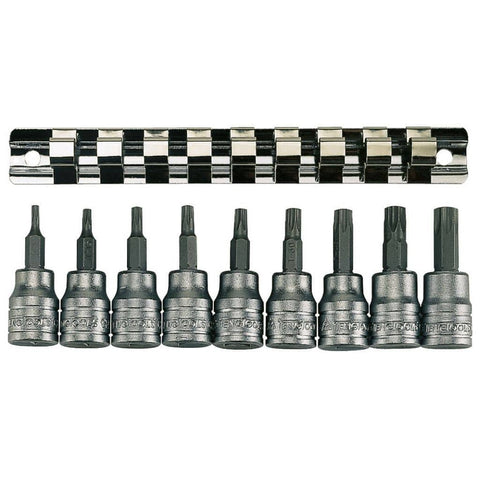 9PC 3/8inch Drive Clip/Tx Bit Socket Set