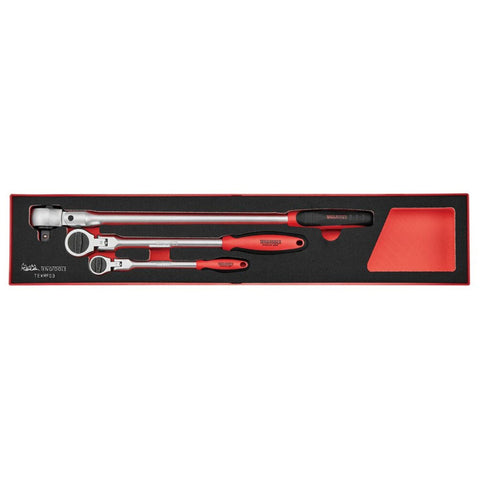 TengTools - Long Arm Ratchet Flex Head Set FOAMX4 3 pieces - TEXRF03