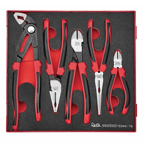 TengTools - Plier Set TPR Grip Q FOAM2 5 Pieces - TED441-TQ