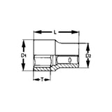 TengTools - 1/4inch Socket 12 pt Metric 8mm - M14050812-C