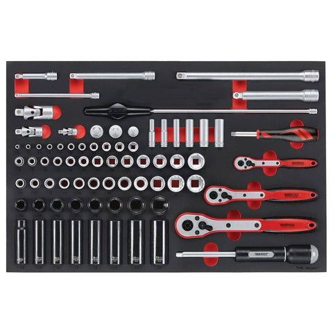 77PC 1/4inch 3/8inch & 1/2inch Drive Socket Set in EVA Foam