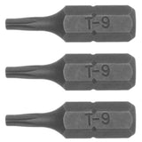 3PC 1/4inch Hex Drive TX09 Torx Bit 25MM