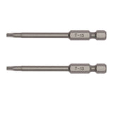 2PC 1/4inch Hex Drive TX15 Torx Bit 70MM