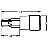 1/2inch Drive TX55 Socket Bit 11.1mm