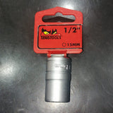 1/2inch Drive 6 Point Socket 15mm